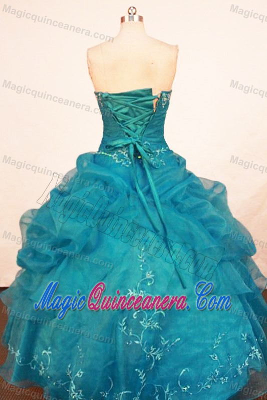 Embroidery and Beading Strapless Floor-length Sweet Sixteen Dresses