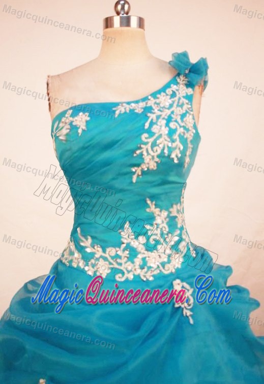 Exclusive One Shoulder and Appliques Floor-length Quinceanera Gowns