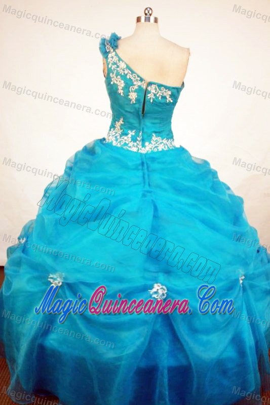 Exclusive One Shoulder and Appliques Floor-length Quinceanera Gowns