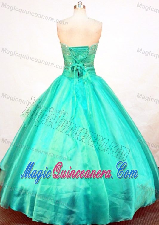 Best Appliques and Beading Strapless Quinceanera Dresses in Green