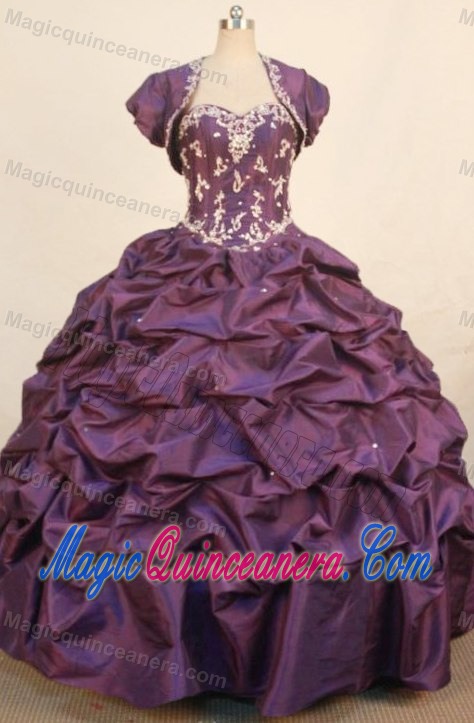 Sweetheart Appliques and Pick-ups Quinceanera dress in Dark Purple