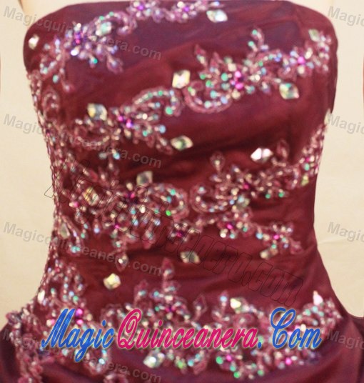 Burgundy New Style Quinceanera Dress with Pick-ups and Beading