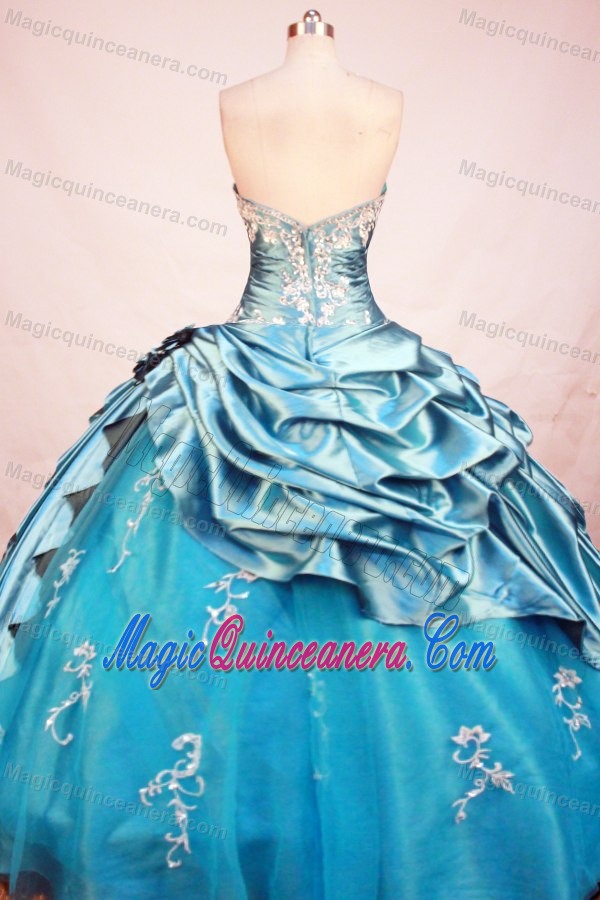 Blue Beading Popular Strapless Dresses Quinceanera with Appliques