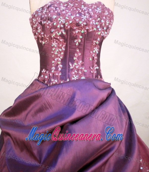 Purple Asymmetrical Neckline Beading and Appliques Dresses For a Quince