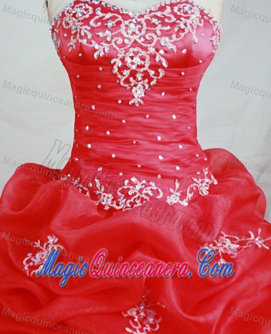 Beading and Appliques Sweetheart Quinceanera Dresses in Hot Pink