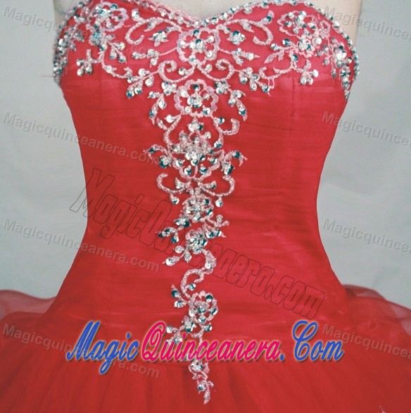 Hot Pink Sweetheart Ruching Beading and Appliques Sweet 15 Dresses