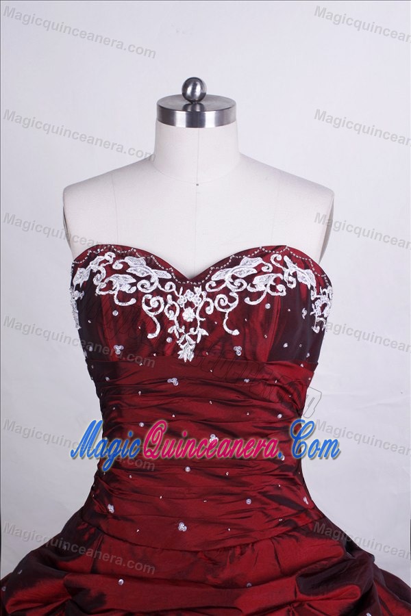 Pick-ups and Appliques Sweetheart Taffeta Beading Quinceanera Gown