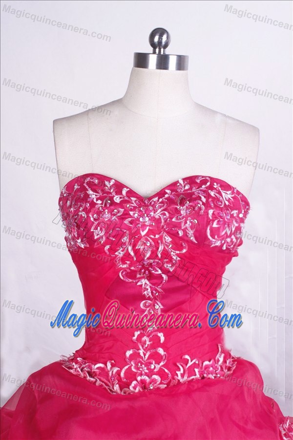 2013 Beading and Appliques Sweetheart Quinceanera Dresses in Hot Pink