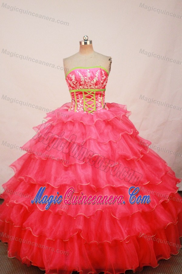 New Arrival Strapless Beading Quincenera Dresses with Ruffled Layers