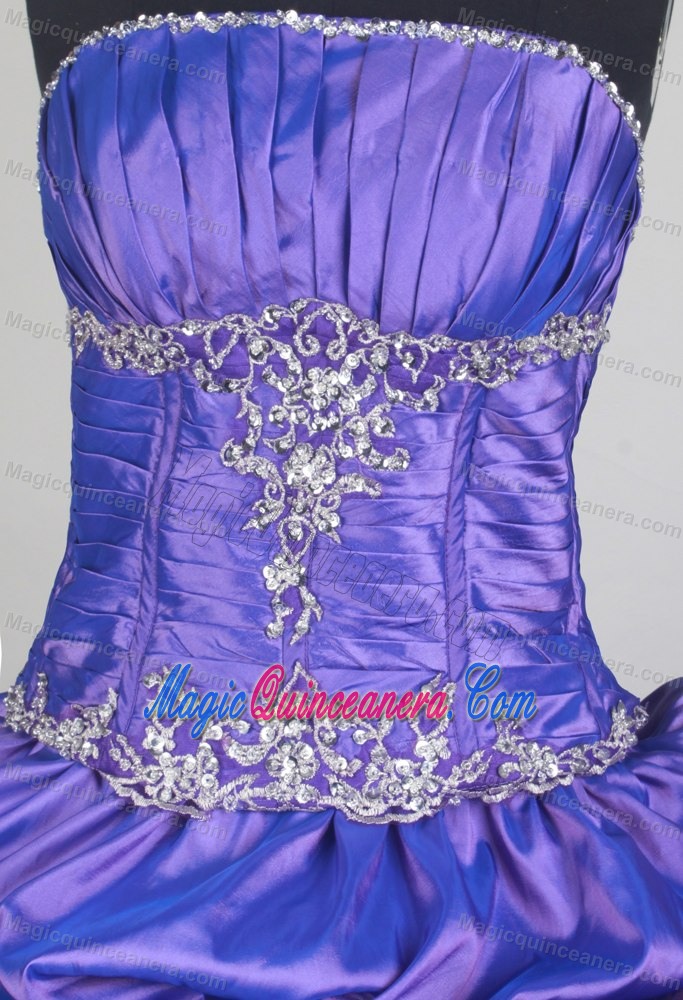 Purple Beading Bustline and Appliques Sweet 16 Dresses with Ruffles