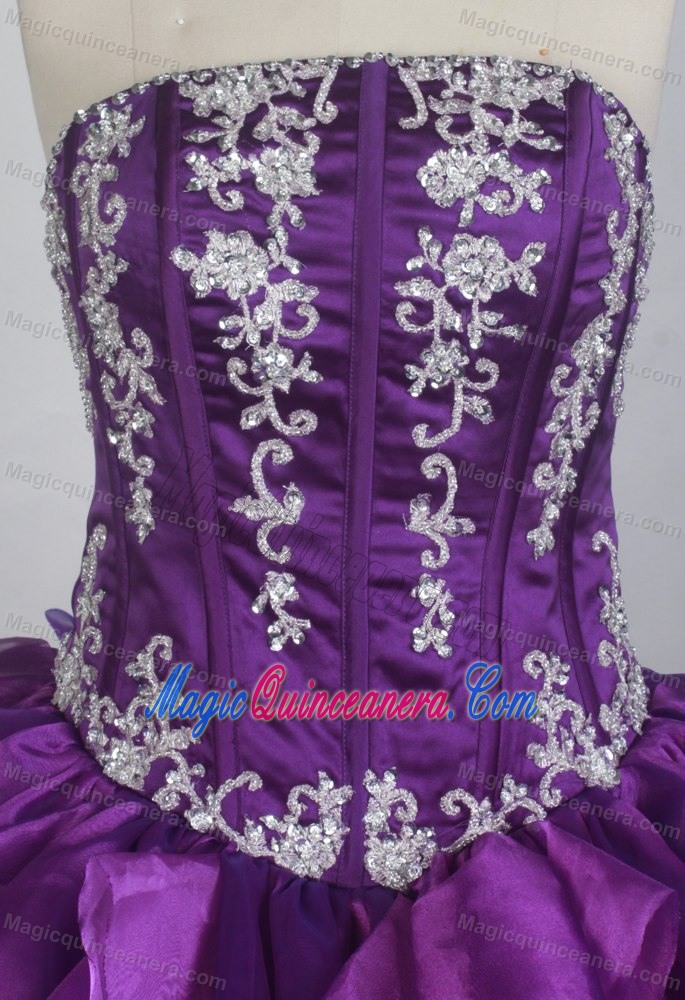 Pieces Ruffles Strapless Dresses of 15 in Purple and Boning Details