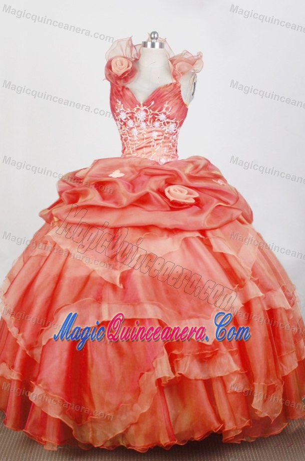 Watermelon Red Ruffled Halter 16 Dresses with Detachable Mini Skirt