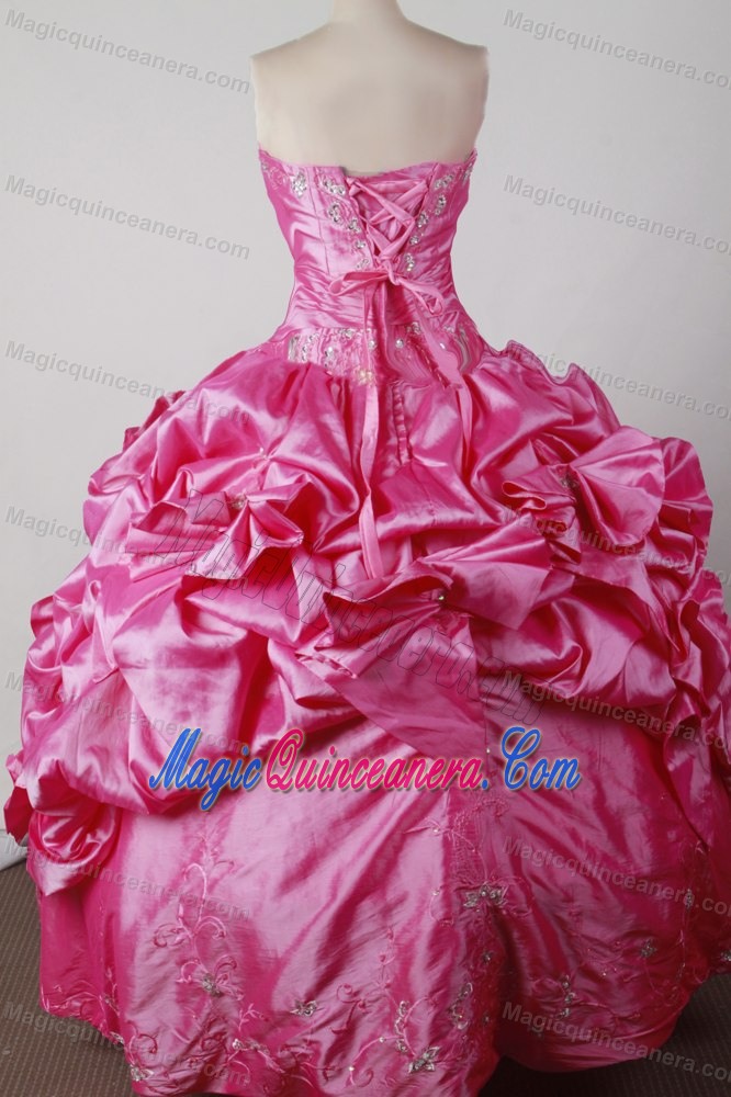 Hot Pink Ruching and Ruffles Quinceanera Gowns in Resistencia
