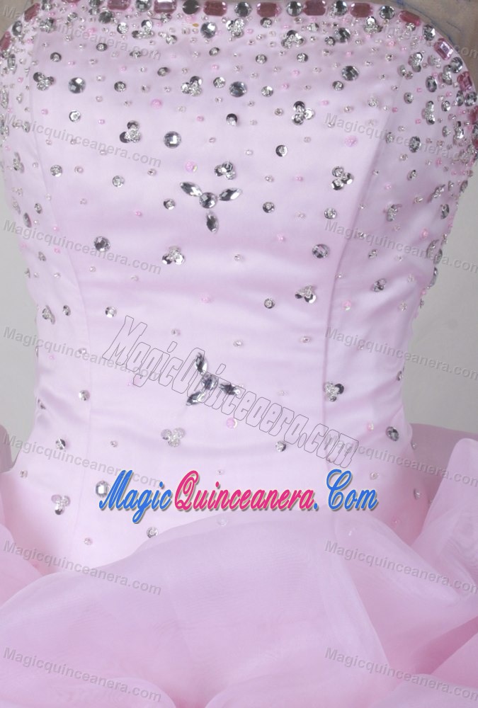Ruffles Overlay and Sequin Scattered Dresses for A Quince in Pink