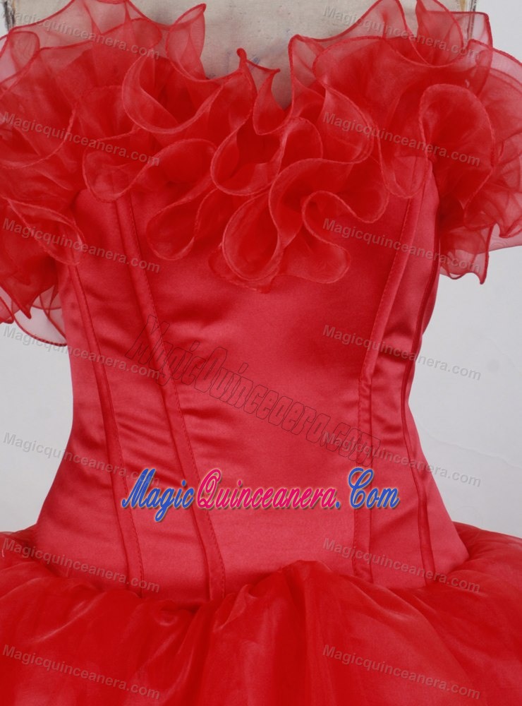 Tucks Bust and Boning Details Dress for Quinceanera Made in Tulle