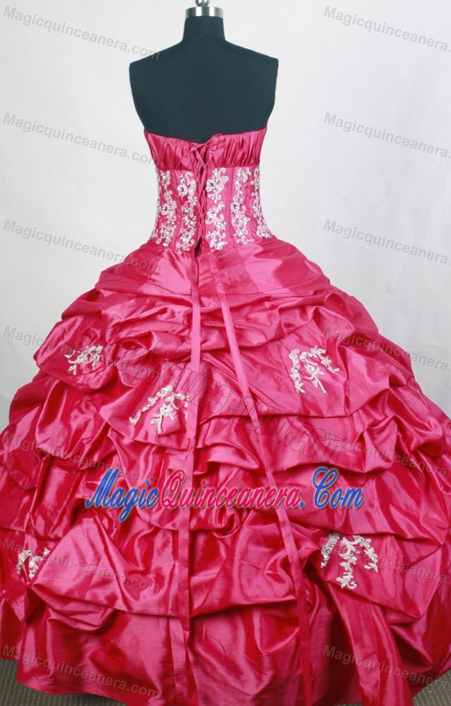 White Applique and Hot Pink Quincenera Dresses Embellished Ruffles