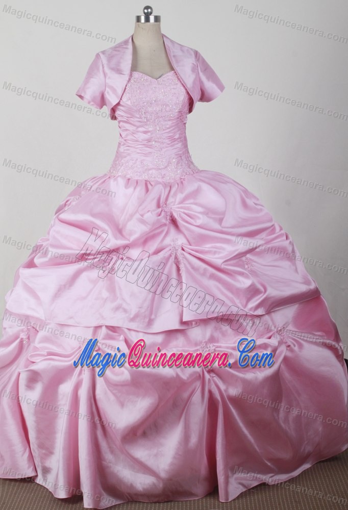 Pink Layers Ball Gown Dresses for A Quinceanera Embellished Coat