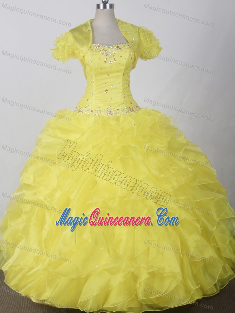 Yellow Dresses for Quinceanera Embellished with Ruffles and Jacket