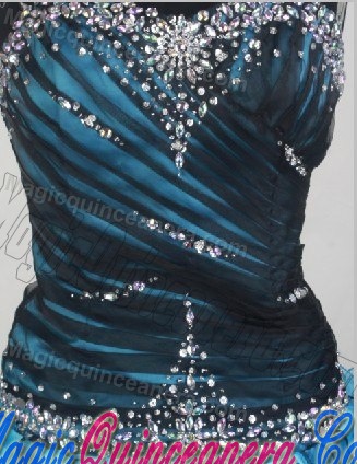 Black and Aqua Blue Quinceanera Dresses with Beading and Ruffles