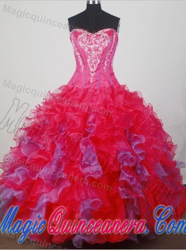 Purple Boning Details Quinceanera Dresses with Red and Purple Tuck
