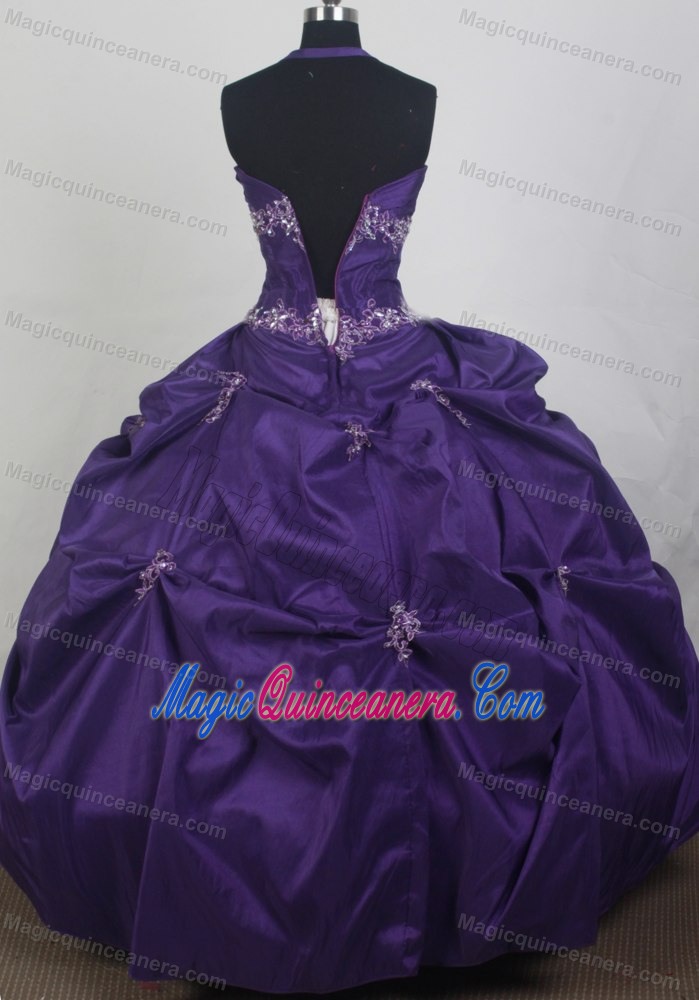 Silver Beaded Appliques and Halter Dresses for a Quince with Pick-ups