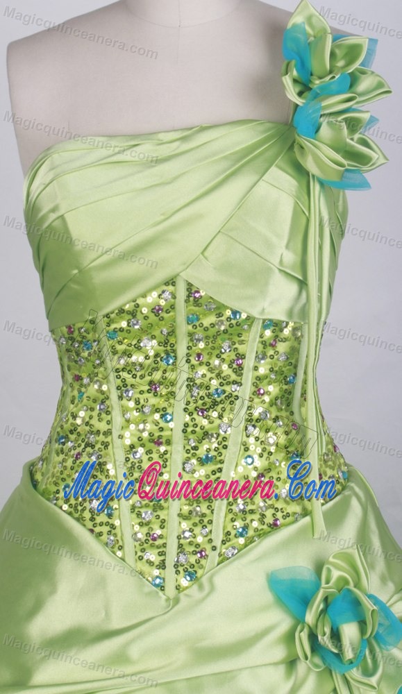 Floral One Shoulder and Boning Quinceanera Dresses in Two Tone
