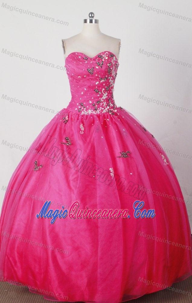Gorgeous White Applique and Beading Quinceanera Dress in Red