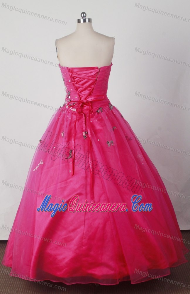 Gorgeous White Applique and Beading Quinceanera Dress in Red