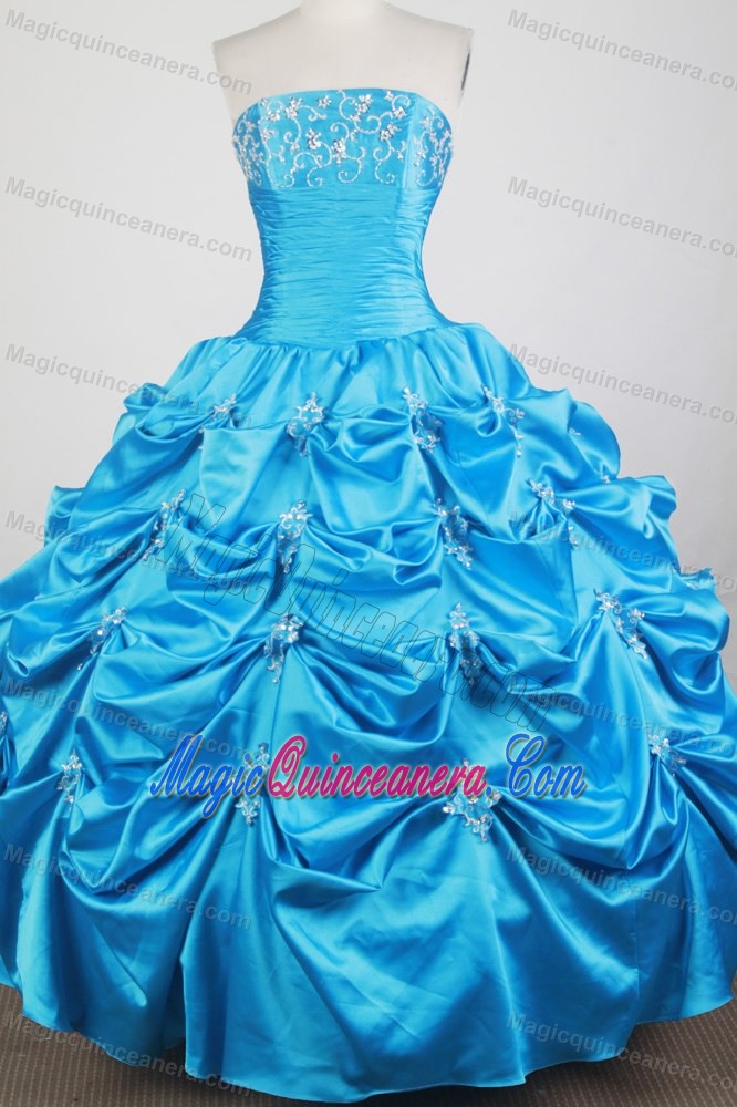 Strapless Baby Blue Bubbled 2014 Quince Party Dress