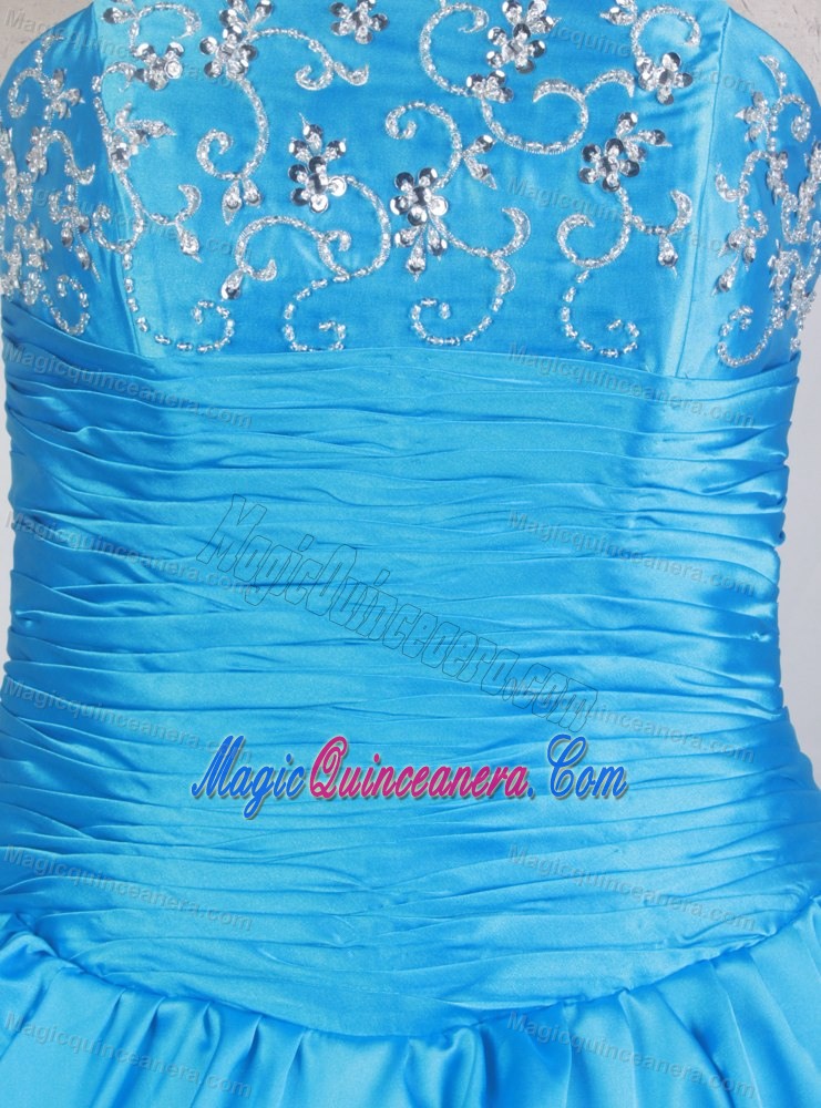 Strapless Baby Blue Bubbled 2014 Quince Party Dress
