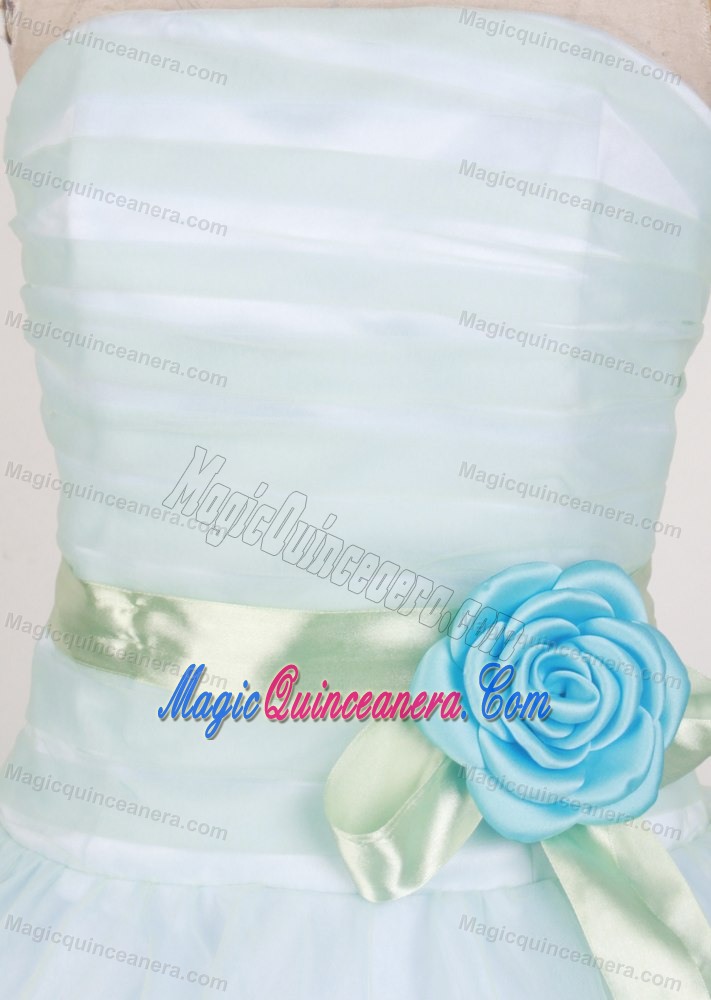 With Delicate Hand Flower 2013 Light Blue Sweet 15 Gown