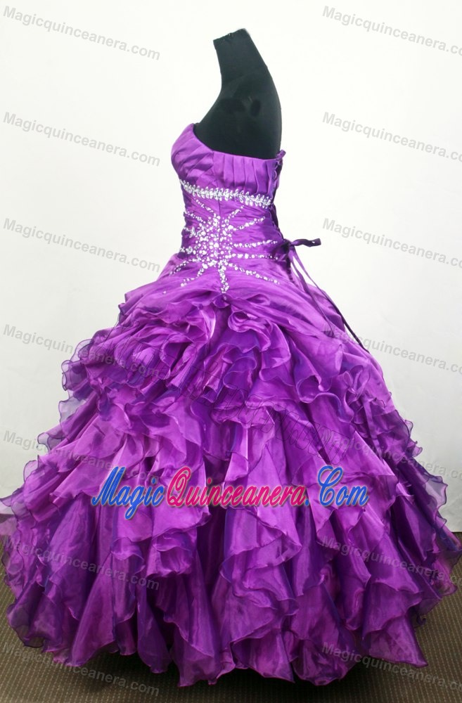 Gorgeous 2013 Ruffled Tiers Eggplant Purple Sweet 15 Gown