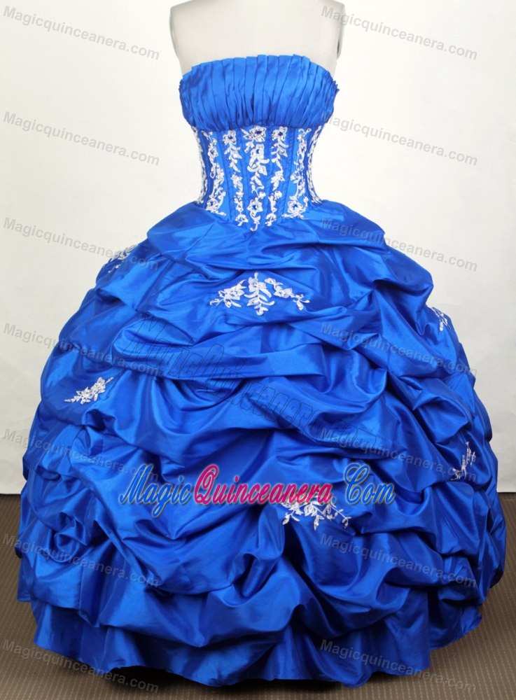Pretty Royal Blue Ruched and Bubbled Sweet 16 Gown in Michigan