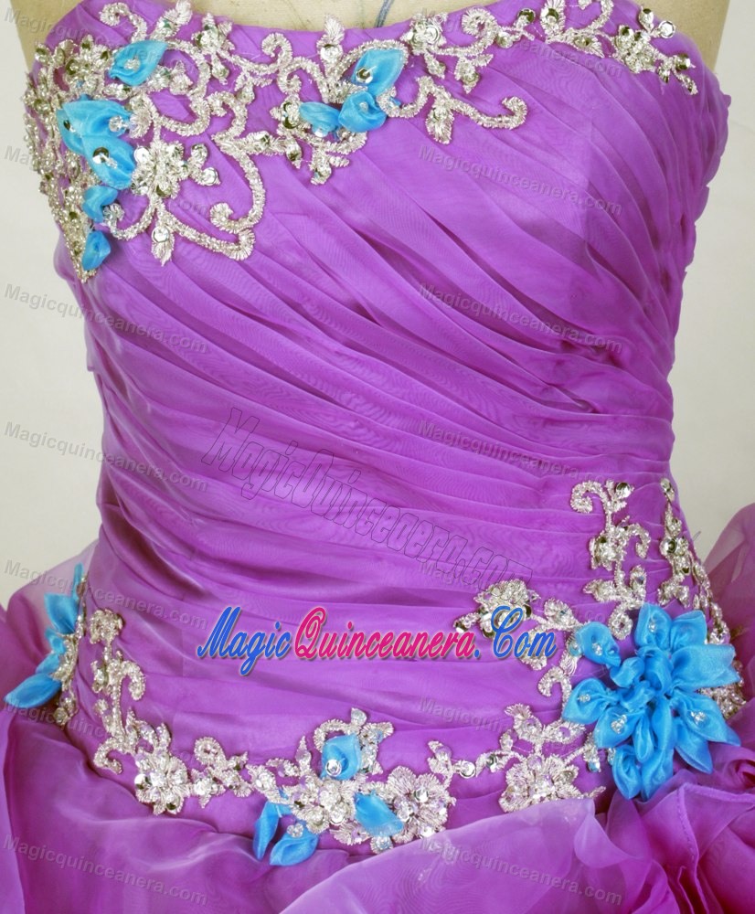 Sweetheart Appliqued 2014 Purple and Blue Quinceanera Gown