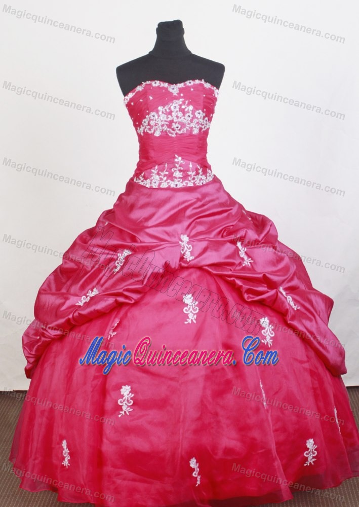Sweetheart Beaded 2014 Hot Pink Quinceanera Dress Appliqued