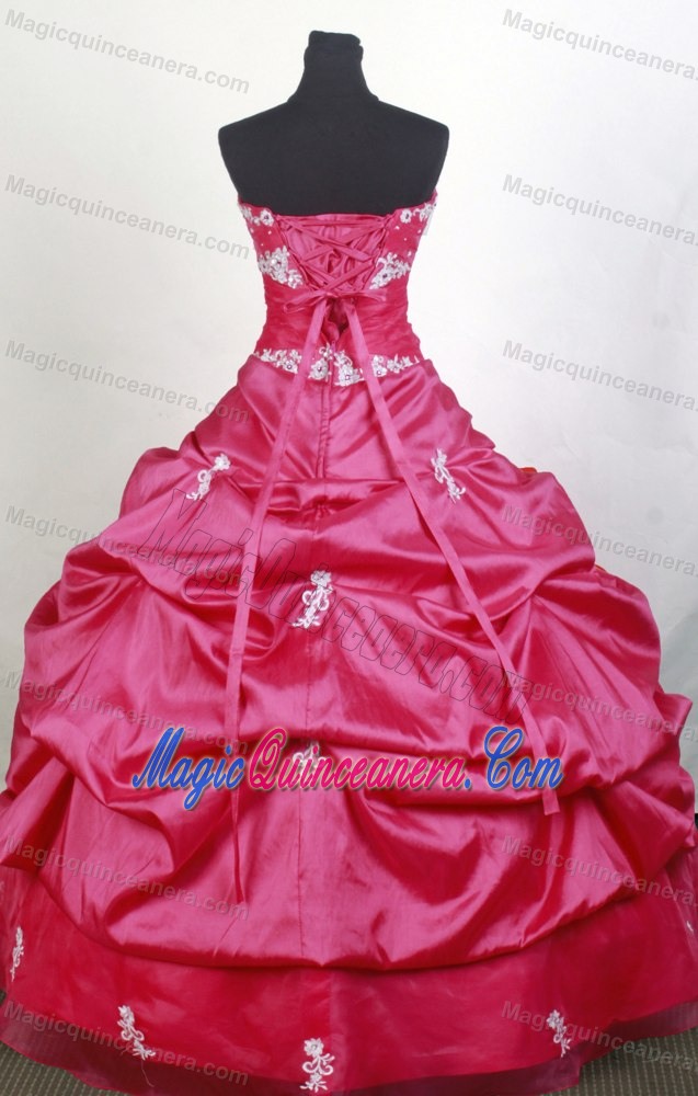 Sweetheart Beaded 2014 Hot Pink Quinceanera Dress Appliqued