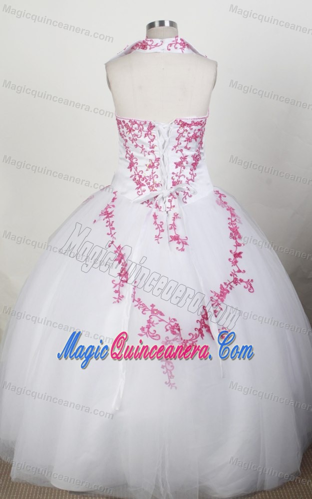 Unique with Collar 2013 White Sweet 15 Dress Embroidered
