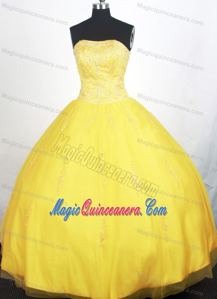 Modest Bright Yellow Quinceanera Ball Gown for sale in California