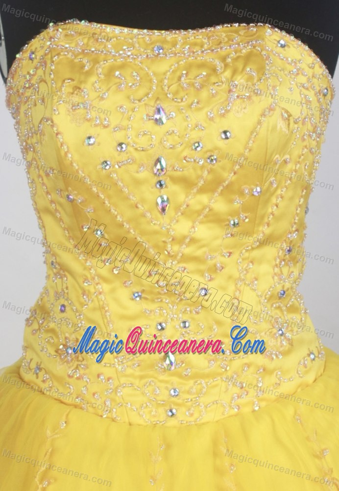 Modest Bright Yellow Quinceanera Ball Gown for sale in California