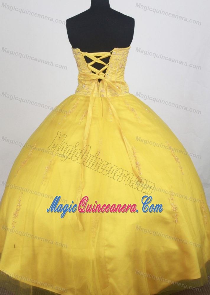 Modest Bright Yellow Quinceanera Ball Gown for sale in California