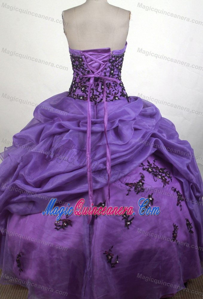 Purple with Black Appliques 2013 Sweet 15 Dress on Sale