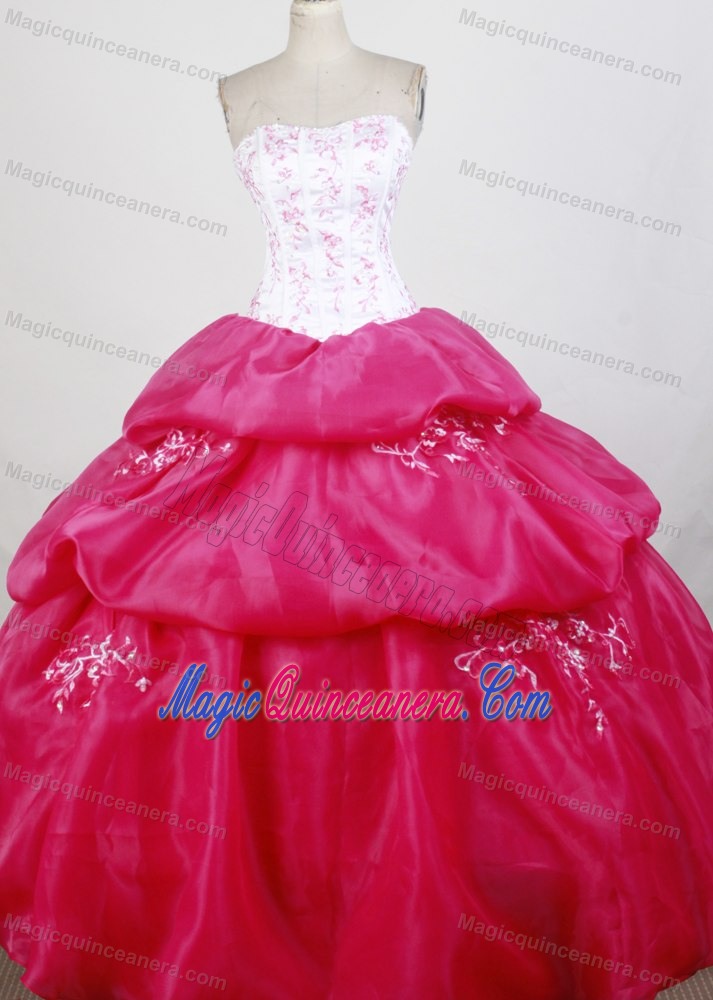 Perfect Bubbled White and Hot Pink Quinceanera Ball Gown Cheap