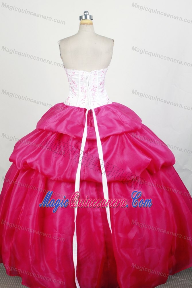 Perfect Bubbled White and Hot Pink Quinceanera Ball Gown Cheap