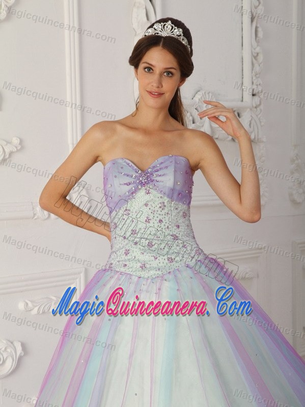 2013 Colorful Tulle Sweetheart Quinceanera Gown Dress with Beading