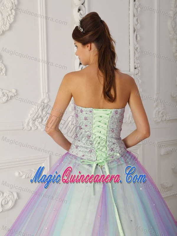 2013 Colorful Tulle Sweetheart Quinceanera Gown Dress with Beading