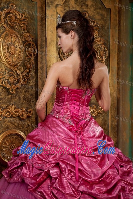 Appliques and Pick ups Accent Quinceanera Dresses in Hot Pink 2013