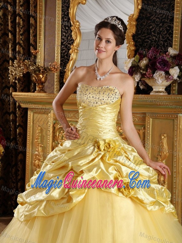 Yellow Beaded Taffeta and Tulle Quinceanera Dresses in Belfast