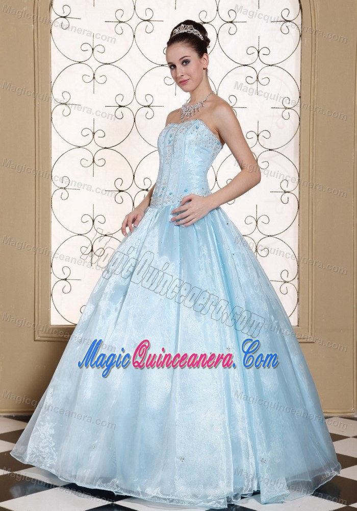 Light Blue Beaded Organza Sweet 15 Dresses in Carrickfergus