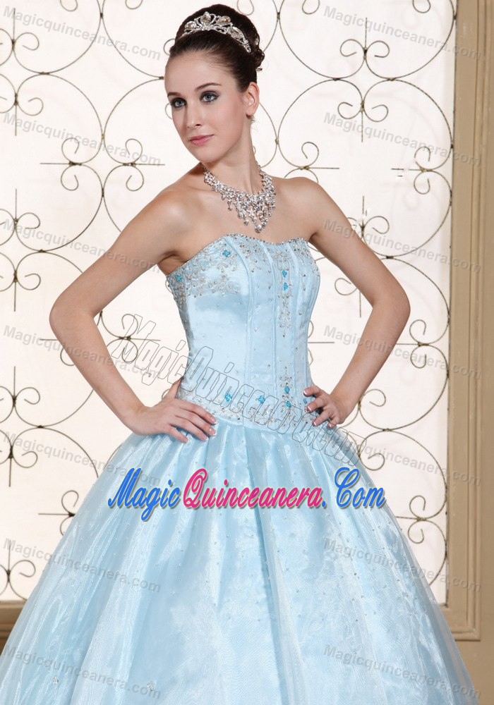 Light Blue Beaded Organza Sweet 15 Dresses in Carrickfergus