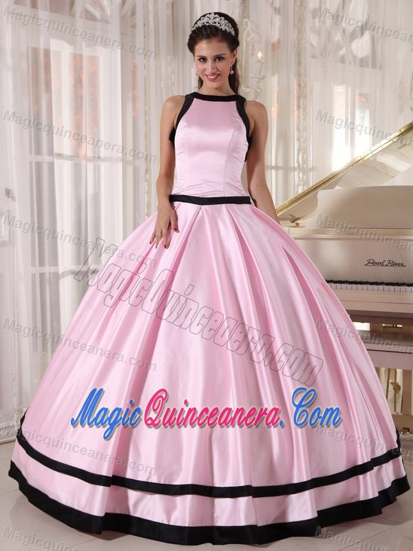 Baby Pink Sleeveless Satin Dress For Quinceanera in Ballycastle